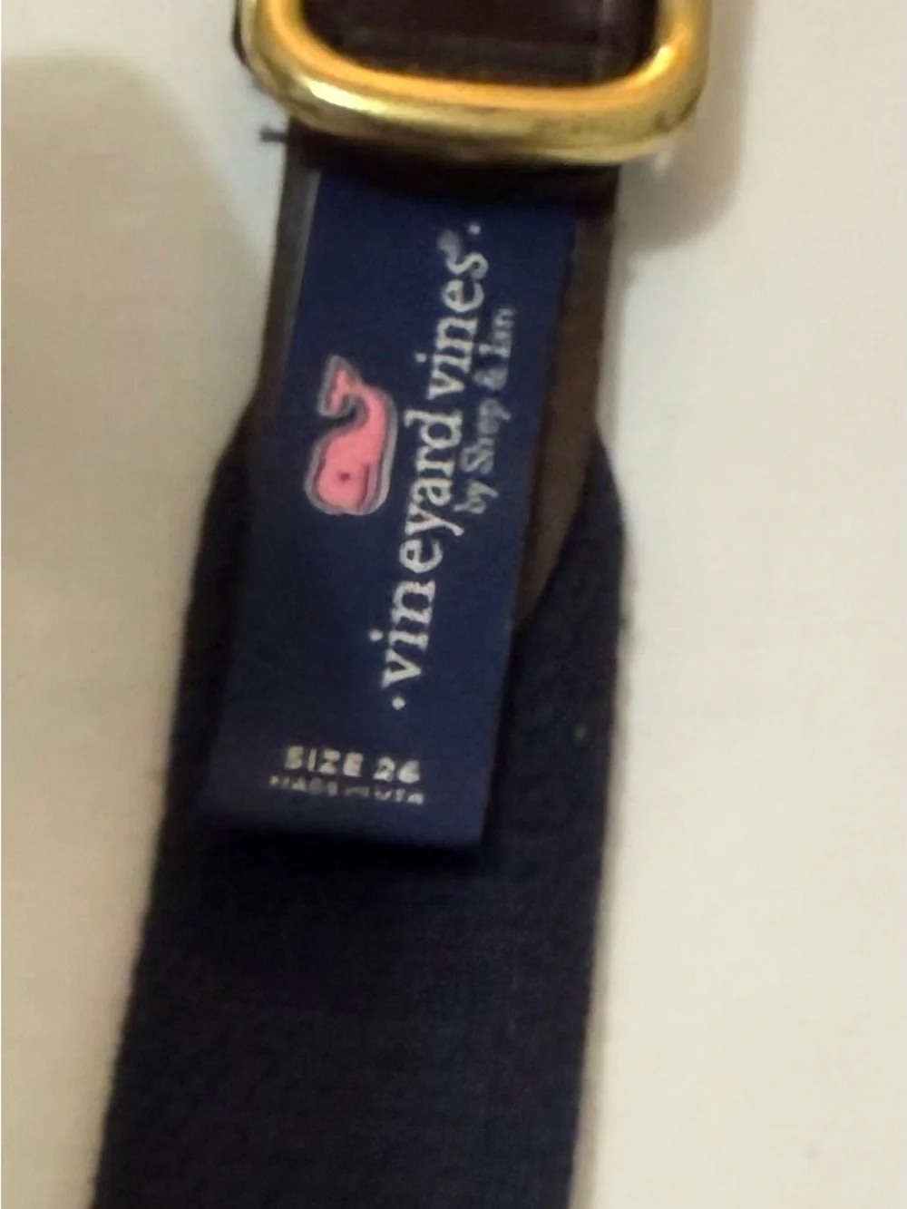 Vineyard Vines Navy Webbing Belt with Tennis Player Ribbon